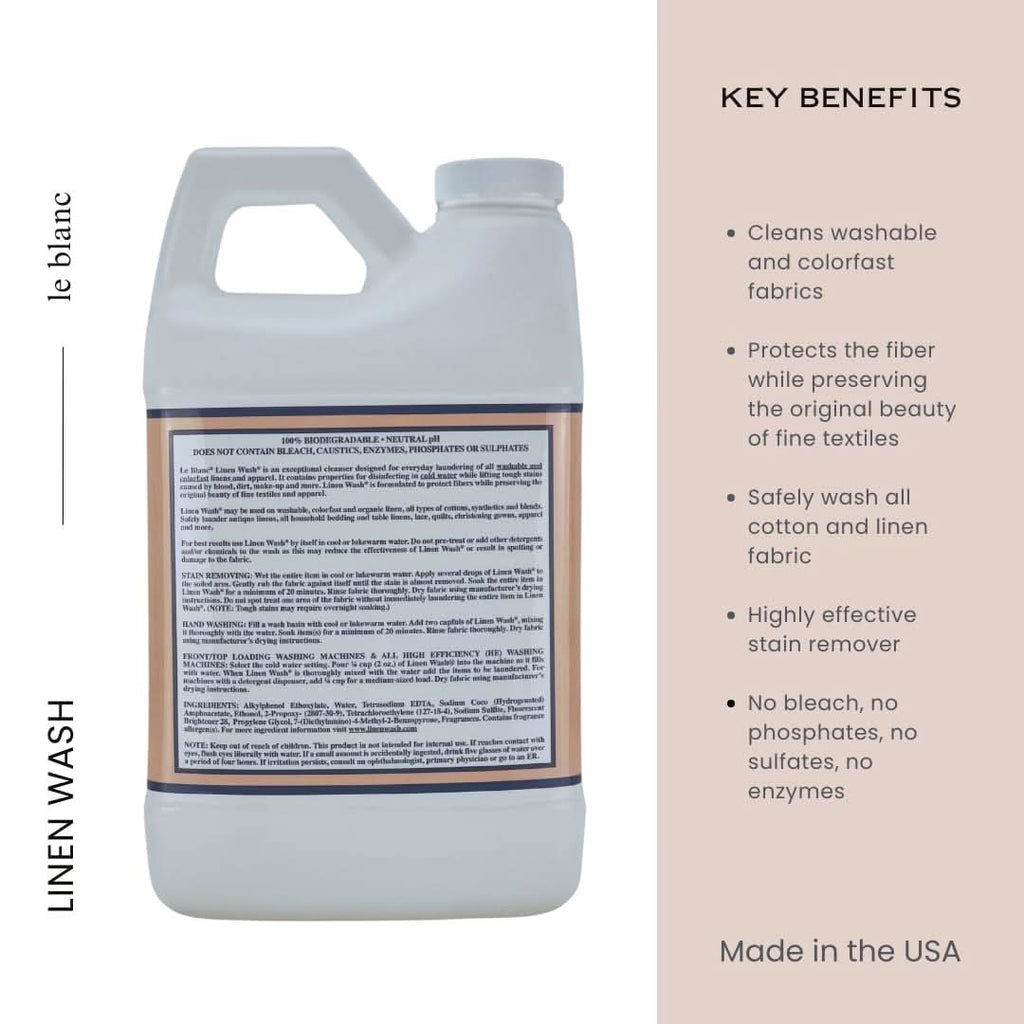 Le Blanc Linen Wash White Flowers 64 oz Luxury Fabric Cleanser