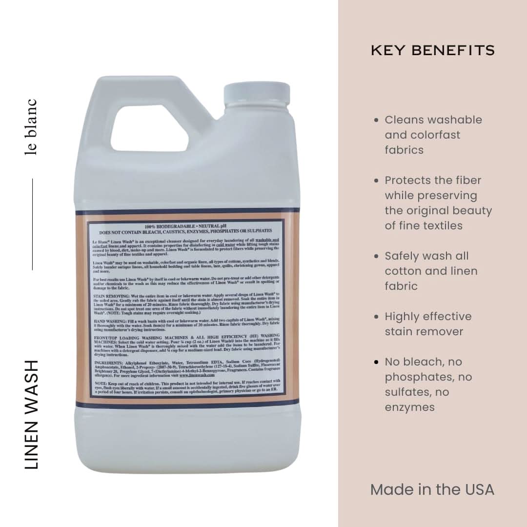 Le Blanc Linen Wash White Flowers 64 oz Luxury Fabric Cleanser