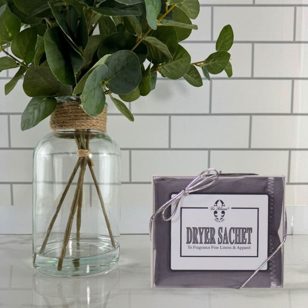 Luxury Dryer Sachet for Fine Linens, Azure Blue and White, 6x6"