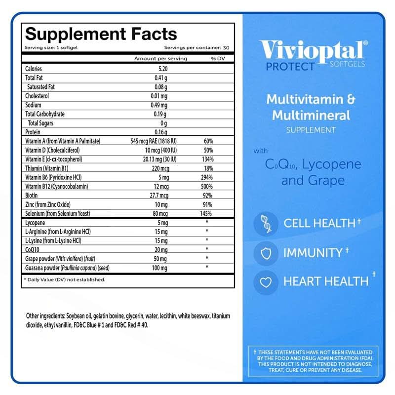 Vivioptal PROTECT Men's Multivitamin & Multimineral Supplement 30ct