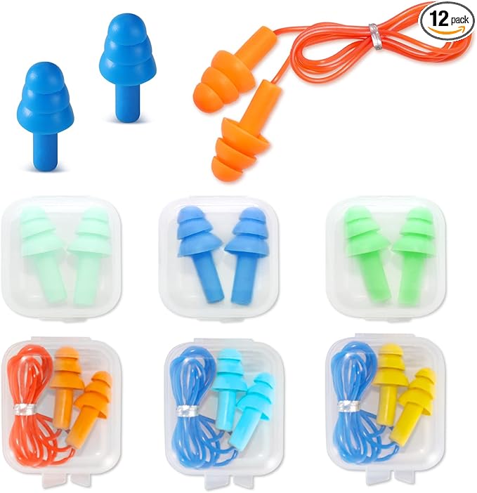 Ear Plugs for Swimming, Soft Ear Plugs for Sleeping Noise Cancelling, Reusable Ear Plug for Noise Reduction, Ear Protection, Silicone Earplugs for Swimming, Sleeping, Snoring, Work, Concerts, 6 Pairs