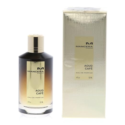 Mancera Aoud Cafe 4 oz Eau de Parfum spray in a gradient brown glass bottle with gold accents