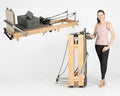 Pilates Reformer Machine, Wood Foldable Pilates Machine Equipment for Home Workout