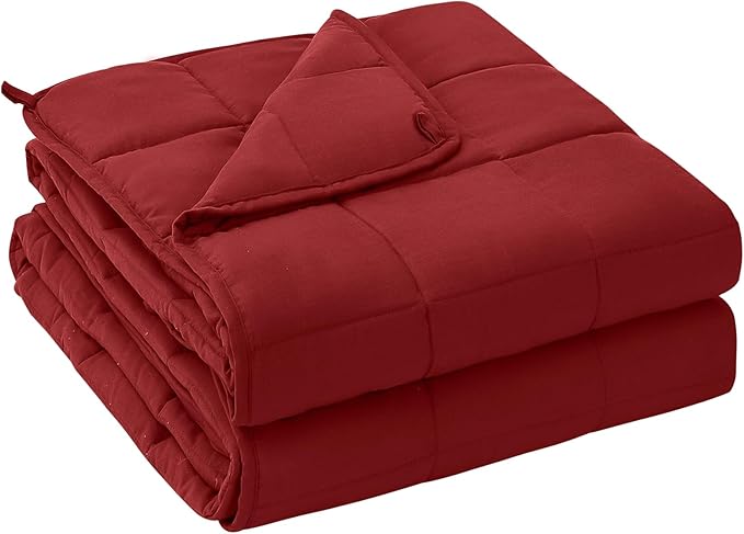 yescool Weighted Blanket for Adults (18 lbs, 60" x 80", Red) Cooling Heavy Blanket for Sleeping Perfect for 110-130 lbs, Queen Size Breathable Blanket with Premium Glass Bead, Machine Washable