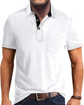 Men's Casual Polo Shirts Classic Button Basic Short Sleeve Shirt Solid Color Cotton Tees Golf Stylish Tops