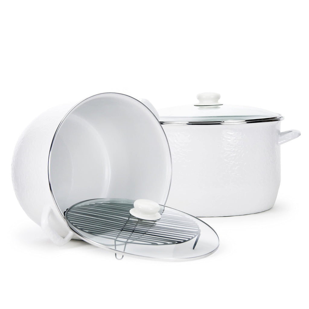 18qt Enamelware Stock Pot with Stainless Steel Trim