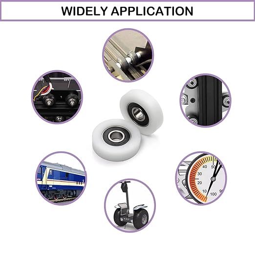 MroMax Roller Idler Bearing Pulley-3 x 15 x 4mm Sliding Conveyor Nylon Wheel with 623ZZ Bearing for Furniture, Hardware Accessories and Mobile Door White 4Pcs