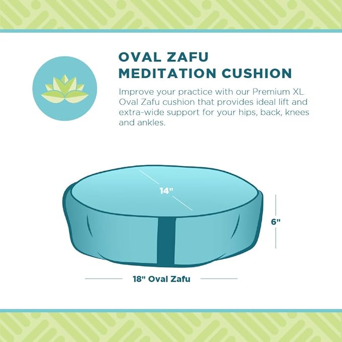 Bean Products Zafu Meditation Pillows for Sitting on Floor, Yoga Cushion, Cotton/Buckwheat Fill Yoga Pillow, Zafu Meditation Cushion, Zen Kneeling Prayer Pad- Made in USA - 14"x18" Oval - Navy