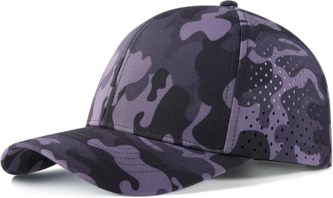 VOBOOM Men Quick Dry Baseball Cap Laser Cut Mesh Ball Curved Brim Snapback Hat