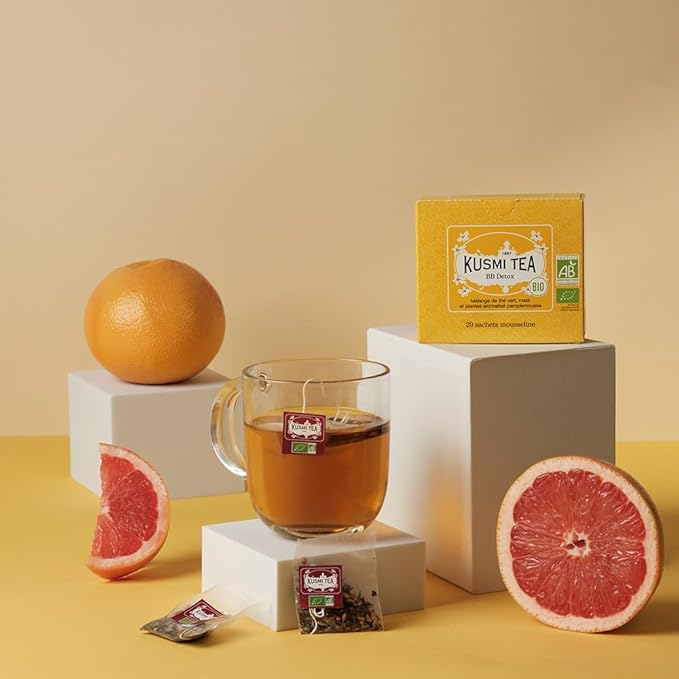 Kusmi Tea - Pack of 2 Boxes of Tea Bags - BB Detox - Iconic Detox Tea - 100% Organic - Blend of Green Tea, Mate & Grapefruit - Organic Flavored Yerba Mate - 2x20 Tea Bags
