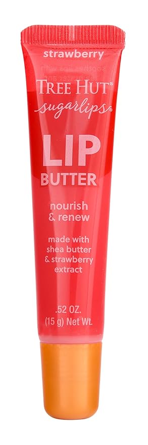 Tree Hut Sugarlips Strawberry Lip Butter | Lock in Moisture & Nourish Skin for Full, Hydrated Lips | Essential Lip Care | 0.52 fl oz.
