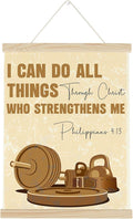 Gym Christian Motivational Posters College Dorm Posters Gifts for Guys Friends I Can Do All Things Through Christ who Strenghthens Me Gym Flag Wall Art Decor Sign for Home Gym Bedroom Office