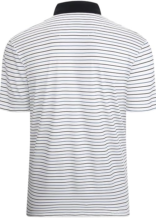 Men's Classic Striped Golf Polo Shirt - Breathable Performance Fit