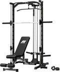RitFit Smith Machine Power Rack with LAT-Pull Down System, Landmine, Barbell Bar, Plate Storage Pegs and More Training Attachment