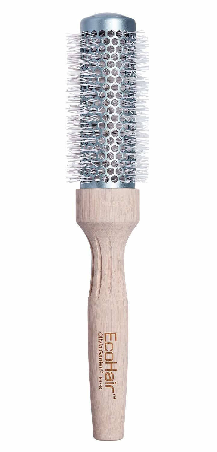 Olivia Garden EcoHair 1 inch bamboo thermal hair brush in light-wood and blue-grey