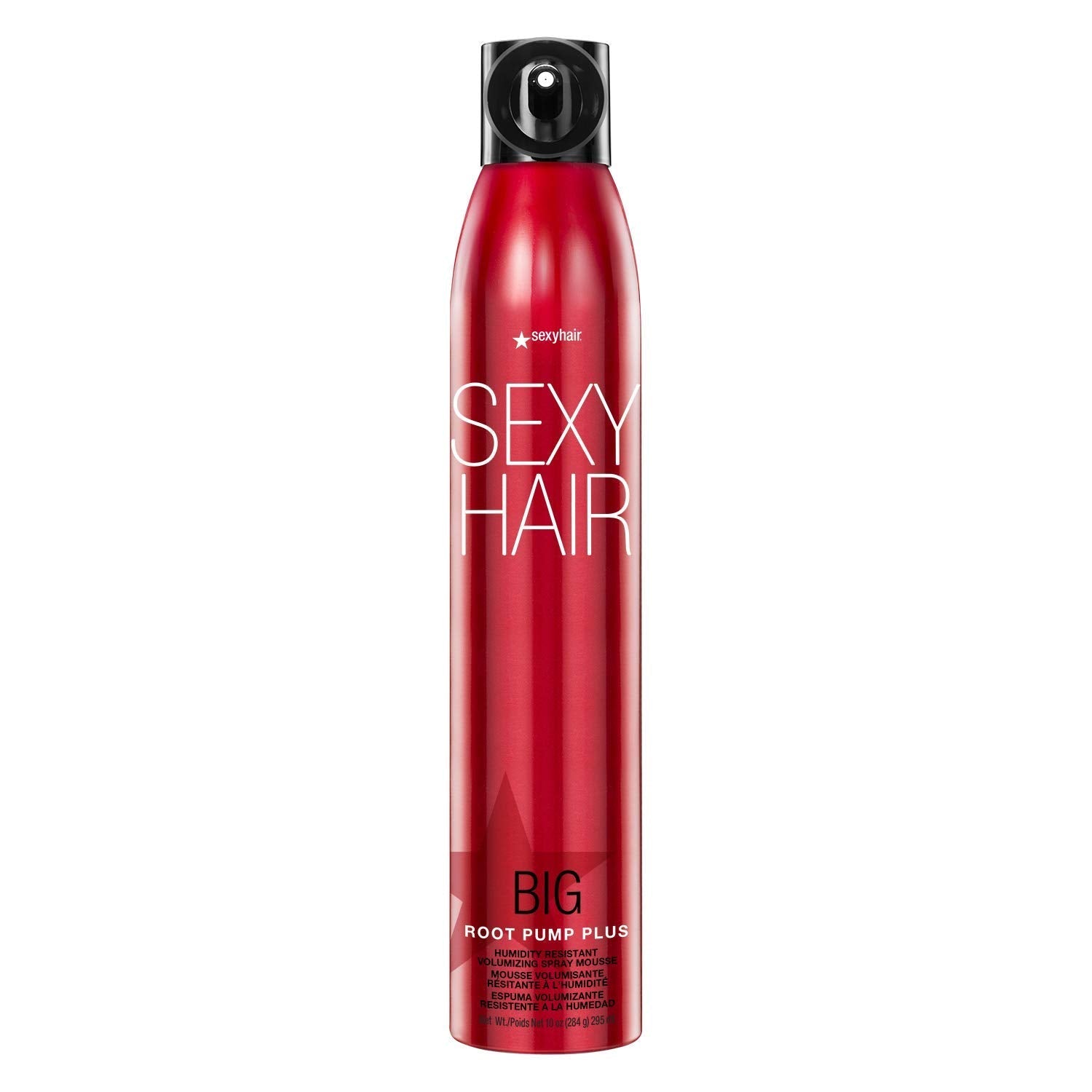 Sexy Hair Big Root Pump Plus spray mousse bottle in red and black packaging, 10 oz.