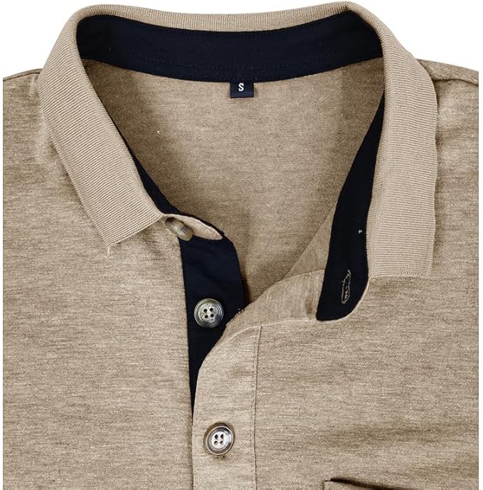 Men's Classic Cotton Polo Shirt Short Sleeve Button Golf Tee