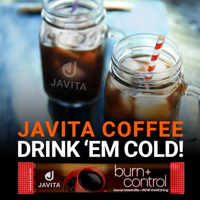 Javita Burn + Control Instant Coffee, Weight Management Herbs: Garcinia Cambogia & Yerba Mate, Slimming Coffee with Help of Exercise, Keto, Dieters Drink, 2 box / 24 (4.55g Sticks), 48 Count