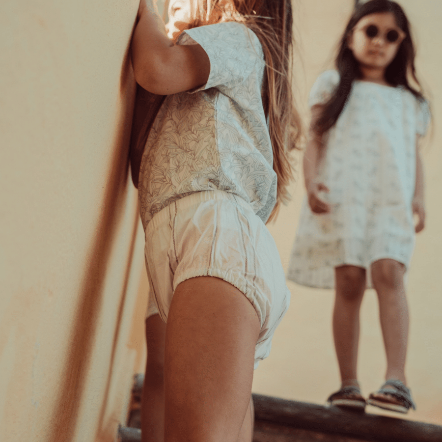 Willa Woven Tunic in White and Sage Leaf Print
