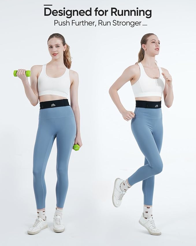 Running Belt with 400ml Soft Flask, Extension Strap & Phone Holder, Adjustable Running Fanny Pack with Gym Towel, Waterproof Belt Bag for Women Men for Jogging Hiking Marathon