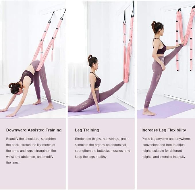 Yoga Fitness Stretching Strap, Adjustable Leg Stretcher Back Bend Assist Trainer, Improve Leg Waist Back Flexibility Home Gym Equipment for Rehab Pilates Ballet Cheerleading Splits Gymnastics