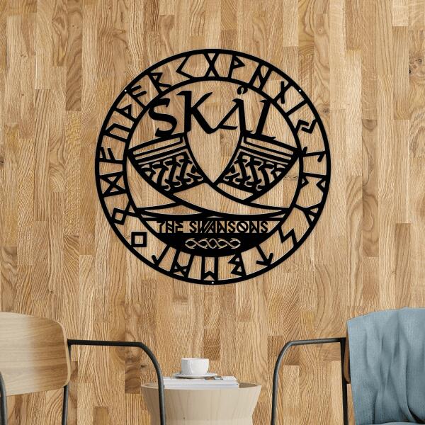 Personalized Skål Viking Wall Art - Monogram Metal Sign