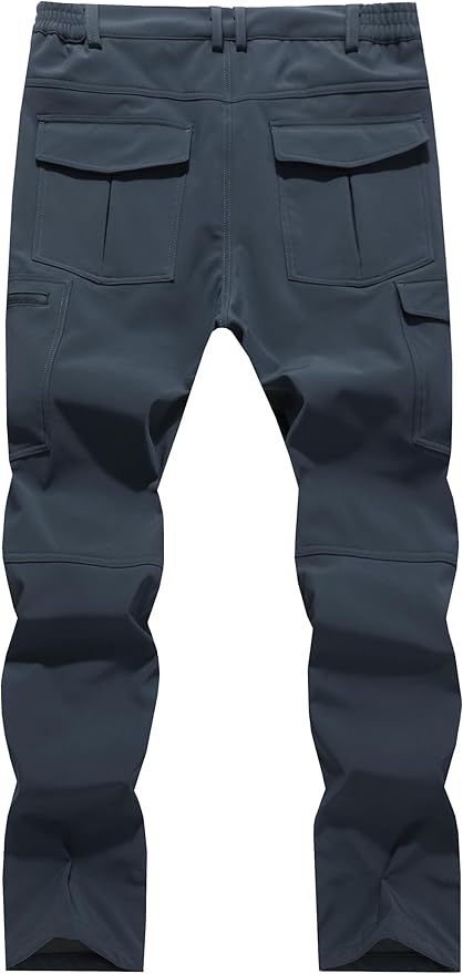 Men's Snow Ski Hiking Pants Winter Fleece Lined Softshell Outdoor Waterproof Insulated Cargo Work Pants