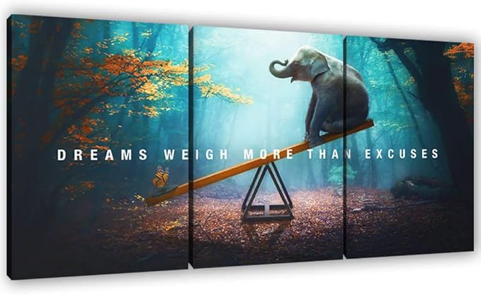 Yetaryy Motivational Poster Inspirational Wall Art 3 Pieces Canvas Painting Lion Artwork for Living Room Office Modern Home Decor Prints Pictures Wall Decor Framed Ready to Hang [48''Wx 24''H]
