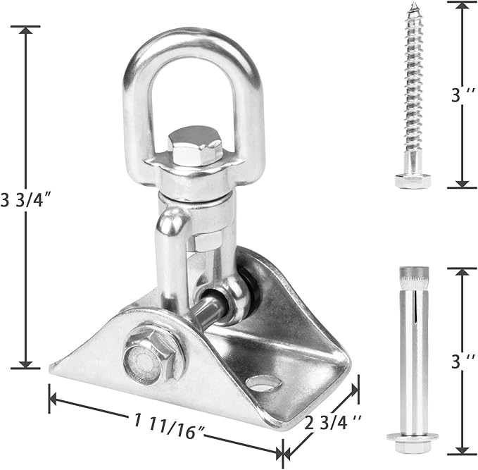 Heavy Duty Swing Hangers for Wooden Sets 2000 LB Capacity Hammock Hanger 360 Swivel Stainless Steel Swing Hardware Accessories 2 Packs for Porch Playground Yoga Heavy Bag