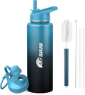 Insulated Water Bottle 40 oz, Triple Wall Vacuum Stainless Steel(Cold for 48 Hrs),Leak Proof & BPA-Free,Simple Modern Water Bottle with Drink-Through Lid & Flip Straw for Sports & Travel, Indigo-Black