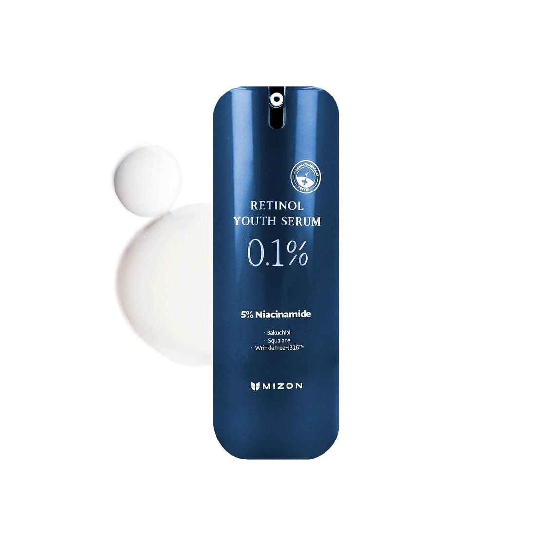 Bottle of MIZON 0.1% Retinol Youth Serum skincare treatment