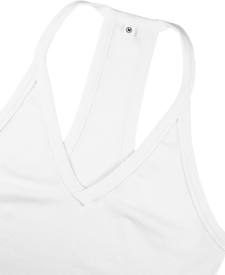 iGENJUN Workout Tops for Women Racerback Basic Tank Summer 2025 Camisole V Neck Slim Fit Ribbed Sleeveless