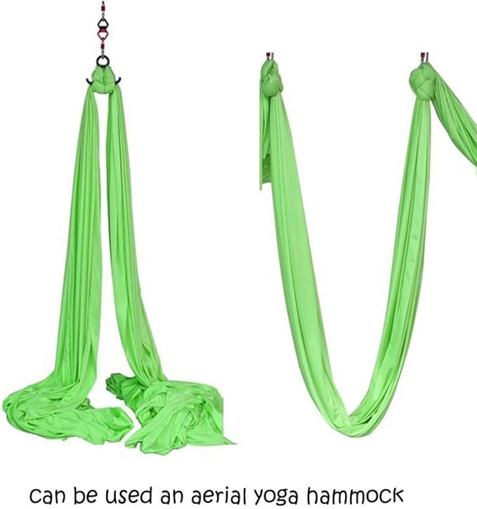 DASKING Aerial Silks Starter Kit - Durable 11Yards of Aerial Yoga Hammock with Hardware, Aerial Swing for Acrobatic Flying Yoga & All Levels (Aerial Rigging Point Up to 14ft)