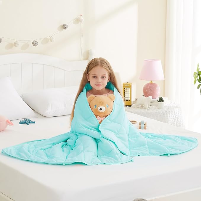 L'AGRATY Weighted Blanket - 40"x60" 7lbs Cooling Breathable Weighted Blanket Microfiber Material with Glass Beads