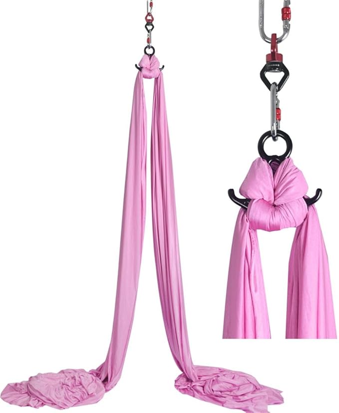 DASKING Aerial Silks Starter Kit - Durable 11Yards of Aerial Yoga Hammock with Hardware, Aerial Swing for Acrobatic Flying Yoga & All Levels (Aerial Rigging Point Up to 14ft)
