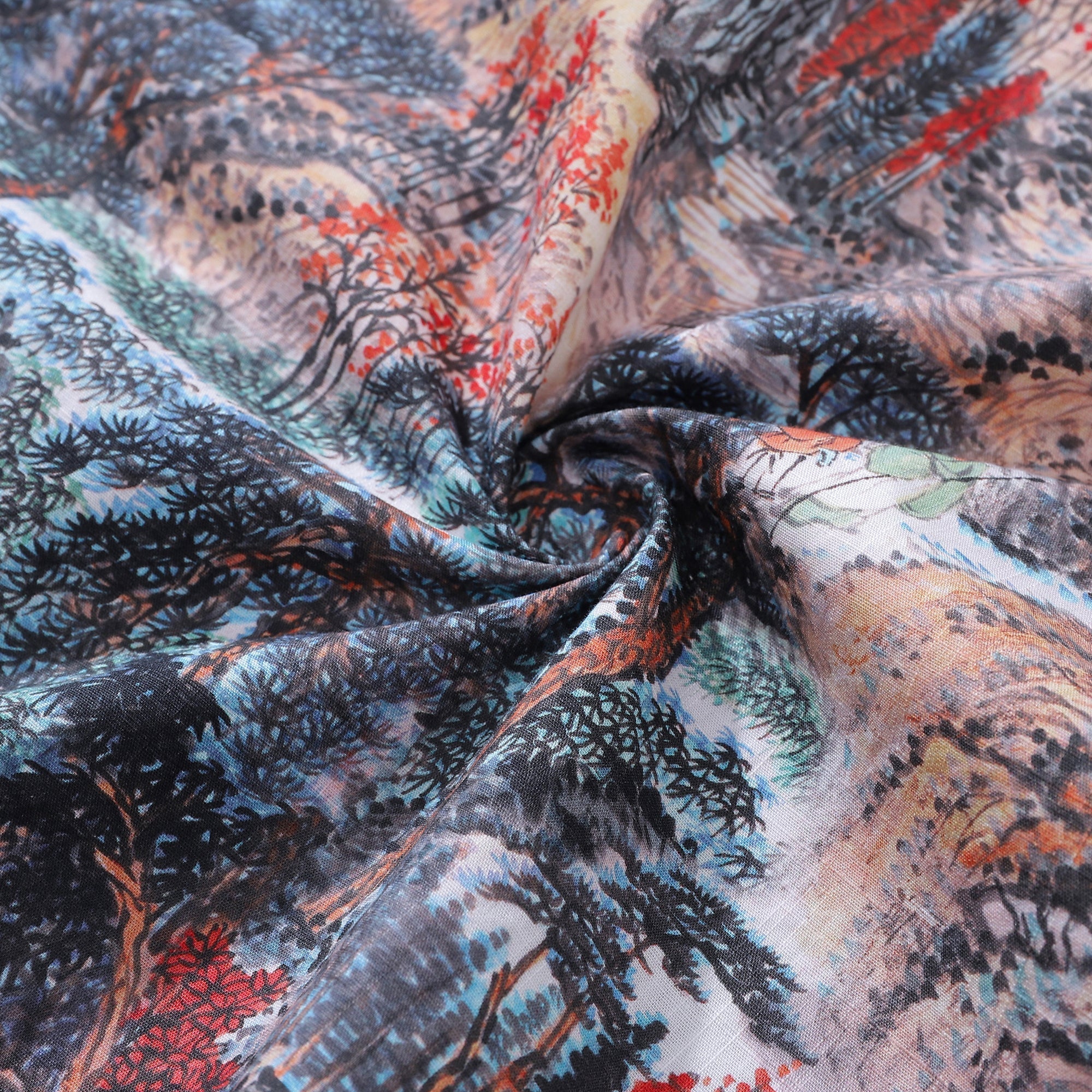 Vintage 1950s Style Mountain Landscape Hawaiian Shirt
