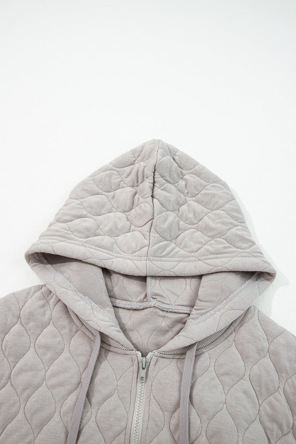 Plus Size Solid Quilted Quarter Zip Hoodie