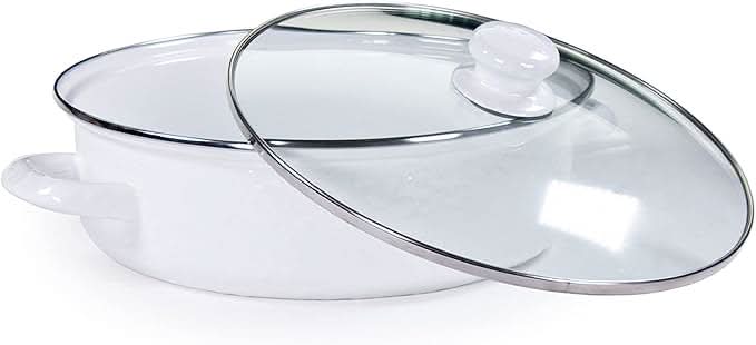 3 Qt Non-Stick Enamelware Saute Pan with Tempered Glass Lid