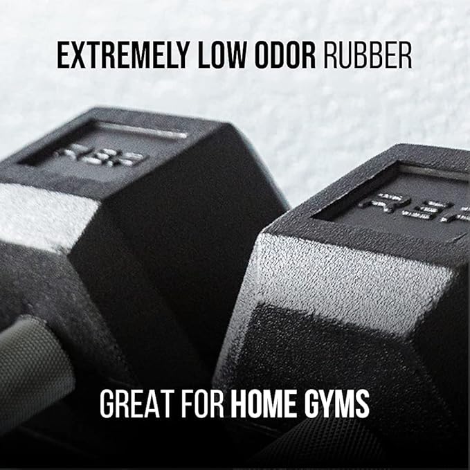 REP Fitness Rubber Hex Dumbbell Set, Adjustable Weight Pairs, Home Gym Equipment, Strength Training For Men Women, Black Coated Grips, Workout Rack Storage Optional, Heavy Lb Free Weights