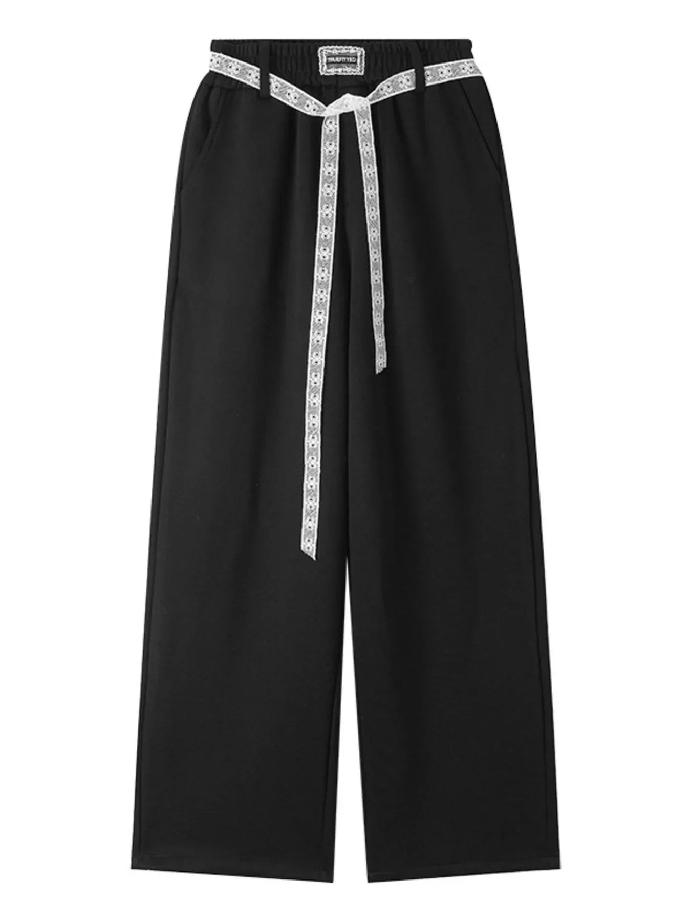 Women's Elastic Waist Wide Leg Pants with Drawstring Detail - Image 10