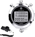 Stopwatch Timer, Digital Stop Watch with 0.01second & 0.001second Timing, Metal 10/100/400 Laps Memory, Rolilink Large dispaly Alarm Clock for Coach Sports Running Marathon