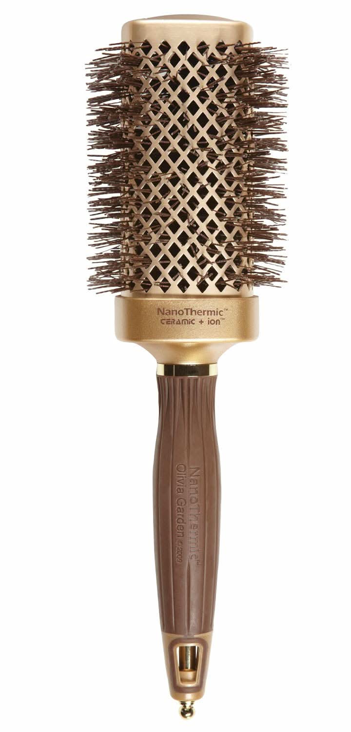 2 inch Olivia Garden NanoThermic square ceramic hair brush in gold and brown