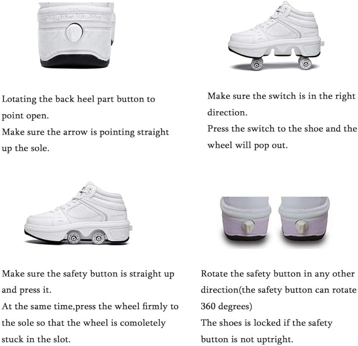 2-in-1 Roller Skates & Sneakers Unisex Retractable Wheels Outdoor Fun & Fitness Kick Roller Shoes