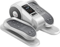 White and grey electric under desk elliptical machine for home office use.