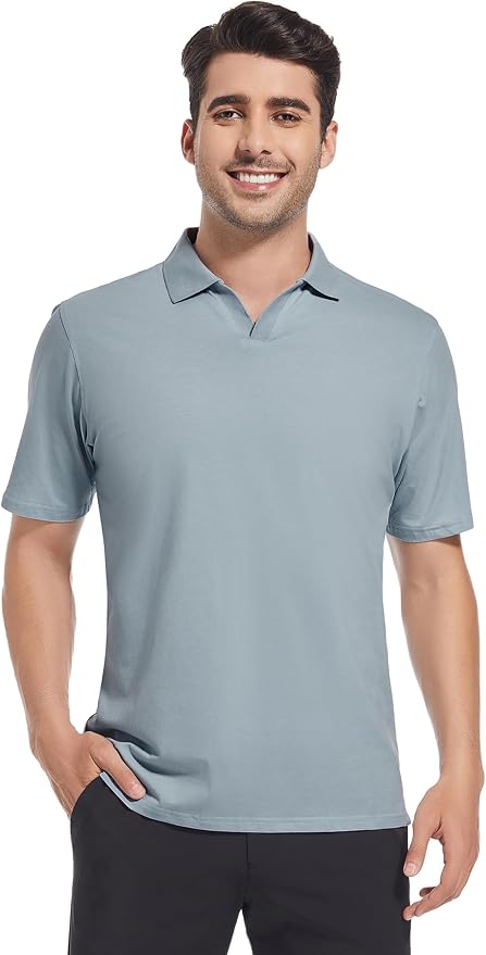 Men's Jacquard Golf Polo Shirt Moisture Wicking Performance Fit