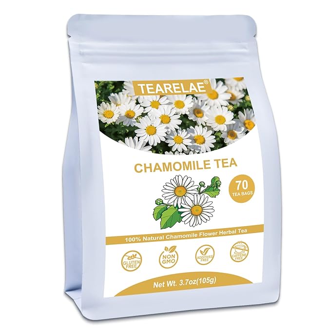 TEARELAE - Chamomile Tea - 70 Count - Premium Chamomile Flower Tea Bags - Non-GMO - Caffeine-Free