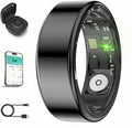 Smart Ring for Men Women with Black Charging Box, Bluetooth, Health Ring , IP68 Waterproof, Fitness Ring Tracks Heart Rate/Sleep/Steps/Sports Activities/Blood Oxygen,non-subscription app (Black, 13)