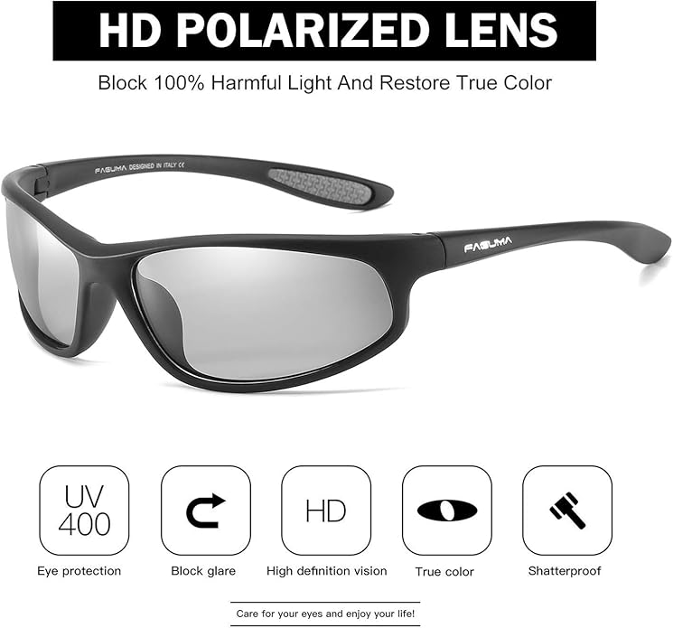 FAGUMA Polarized Sports Sunglasses For Men Cycling Driving Fishing UV400 Protection