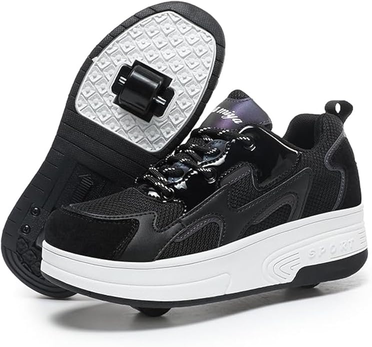Wooowyet Roller Skate Shoes for Kids Boys Girls Rechargealbe Wheels Sneakers Fashion Roller Wheeled