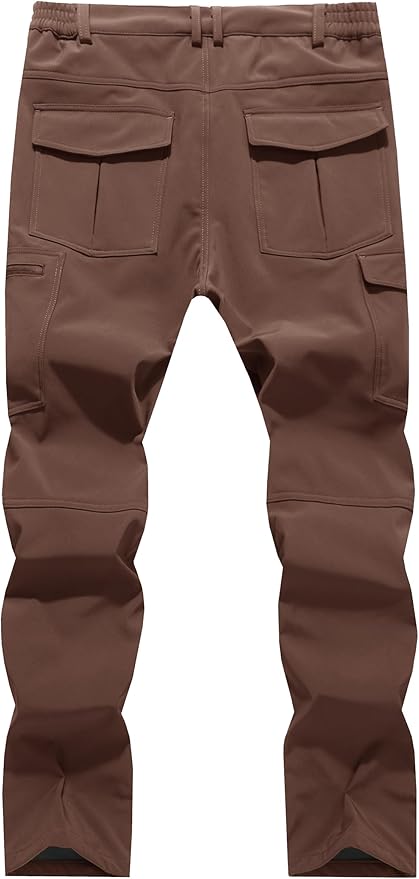 Men's Snow Ski Hiking Pants Winter Fleece Lined Softshell Outdoor Waterproof Insulated Cargo Work Pants